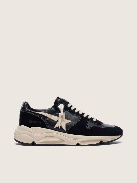 Running Sole homme en nappa et daim noirs avec étoile blanche